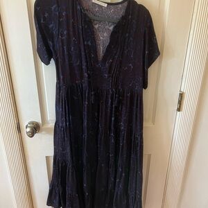 Dark Floral Short Sleeve Dress